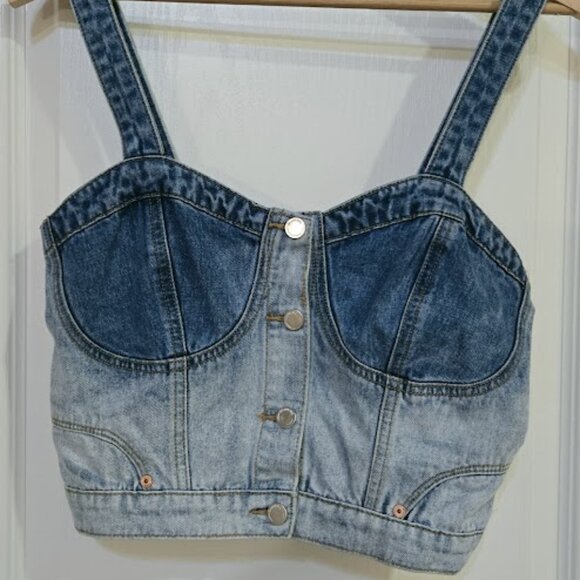 NWT BLANKNYC Blank NYC Call Back Denim Bustier tank top shirt Size M - Picture 3 of 5